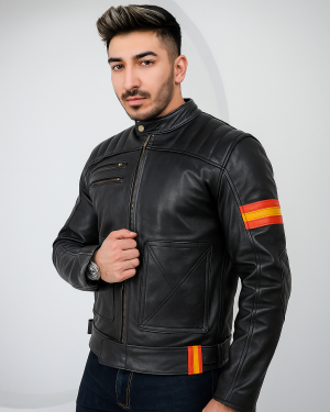 Men's Moto Riding Motorcycle Leather Jacket