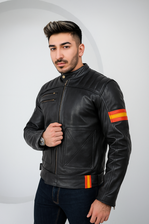 Men's Moto Riding Motorcycle Leather Jacket