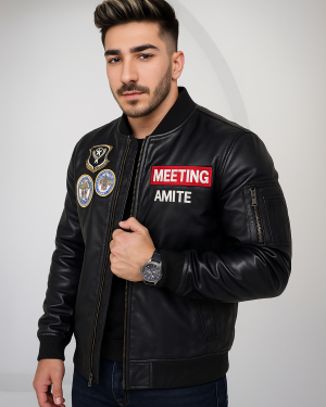 Biker Motorcycle Leather Jacket For Men