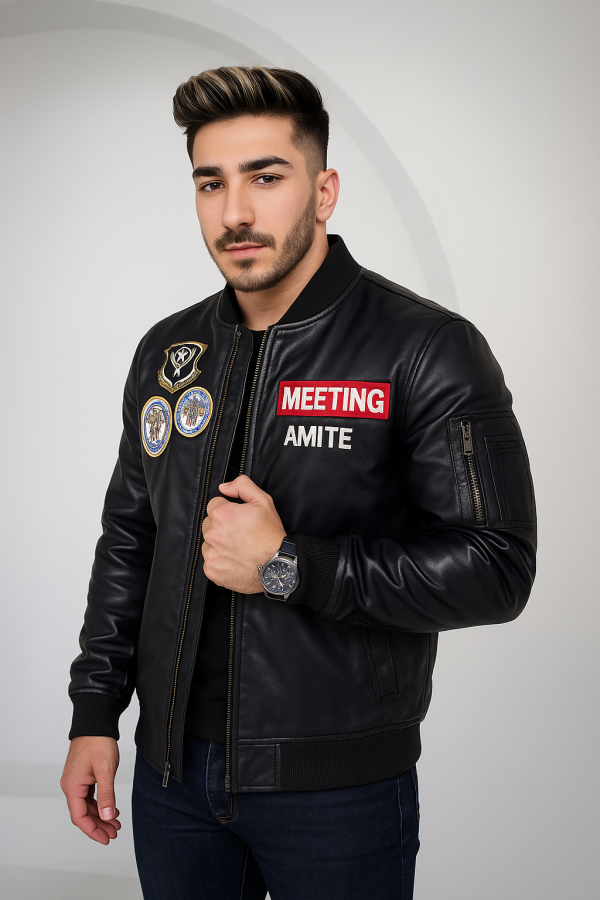 Biker Motorcycle Leather Jacket For Men