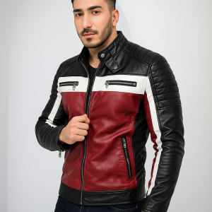 Red Black Stylish Leather Jacket