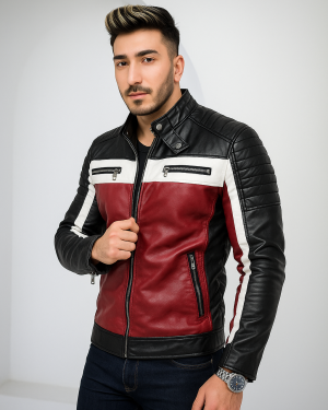 Red Black Stylish Leather Jacket