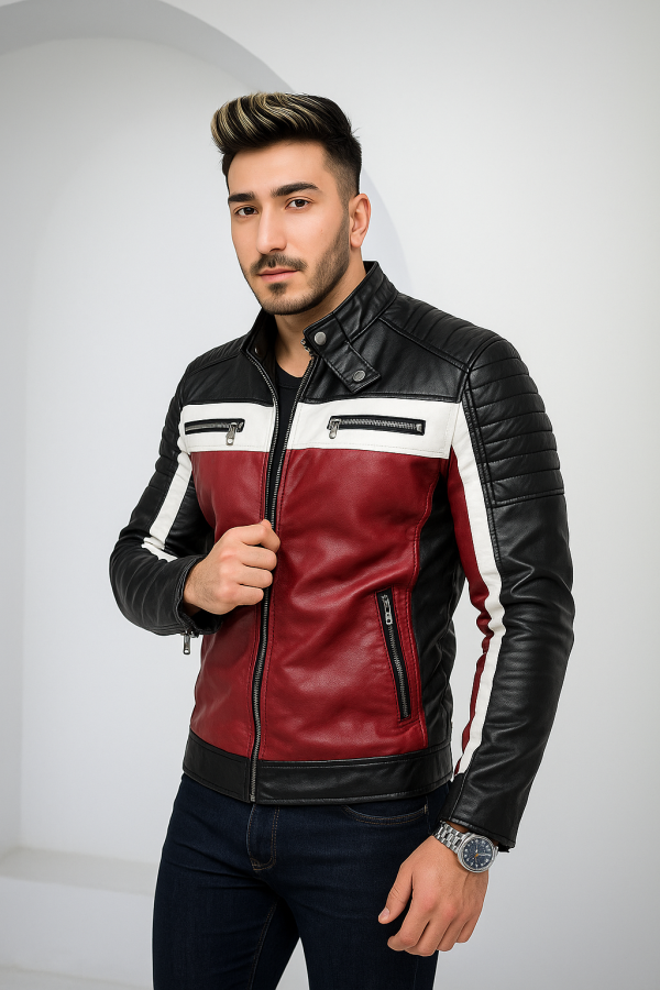 Red Black Stylish Leather Jacket