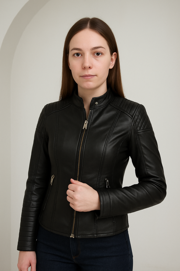 Fur Collar Women Leather Jacket