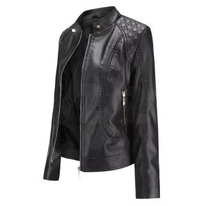 Fur Collar Women Leather Jacket
