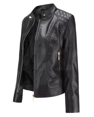 Fur Collar Women Leather Jacket