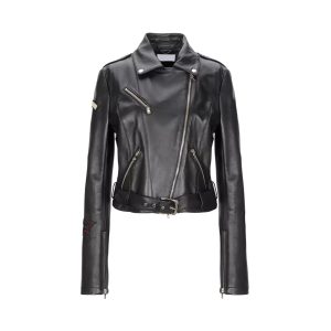 New Style Women Leather Jacket Plain Color
