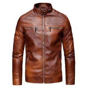 Bomber Biker Brown Real Leather Jacket Men's