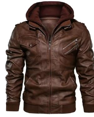 Leather Motorcycle Jacket with Stand Collar Style