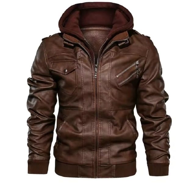 Leather Motorcycle Jacket with Stand Collar Style