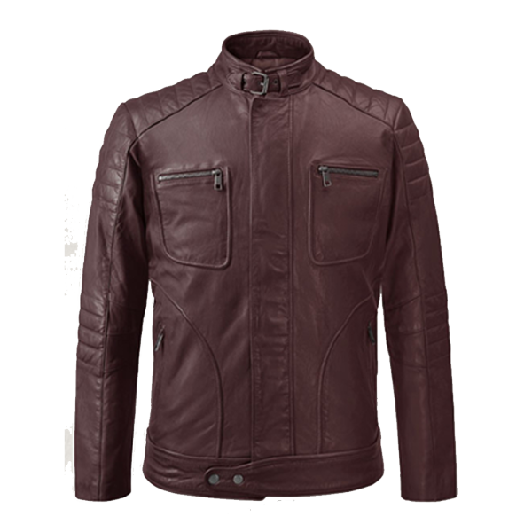 Firefly Moto Burgundy Biker Leather Jacket - Image 2