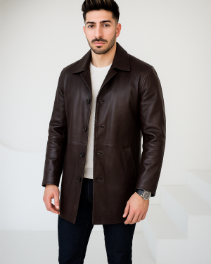 Men's Brown Leather Coat
