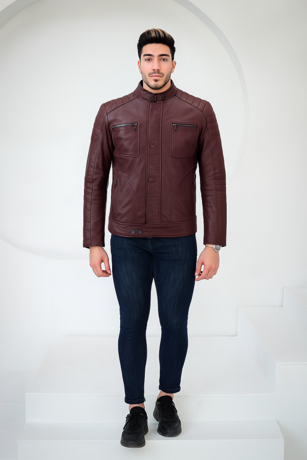 Firefly Moto Burgundy Biker Leather Jacket