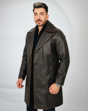 Men's Real Leather Dark Brown Coat