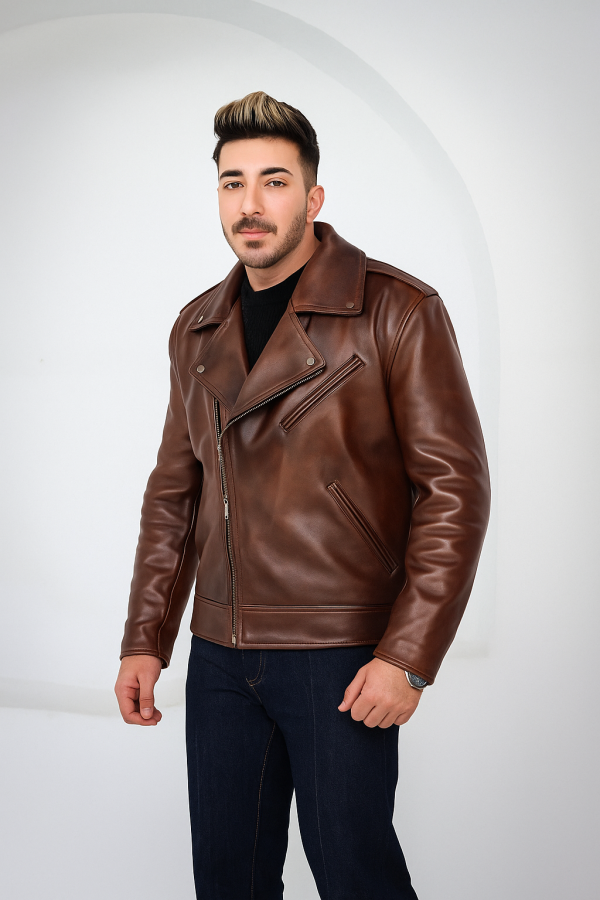 Men’s Brown Motorcycle Leather Jacket