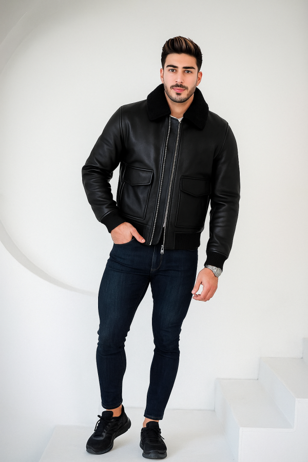 Peter Black Leather Bomber Jacket