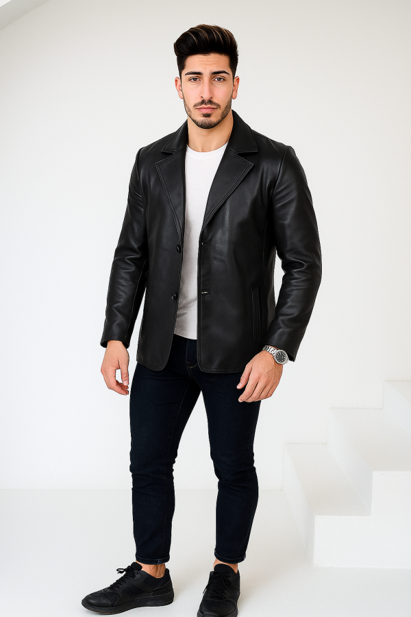 Men's Leather Coat Black