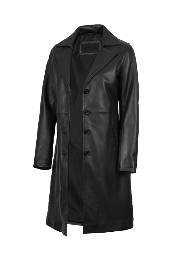 Women's Leather Coat Black - Image 2