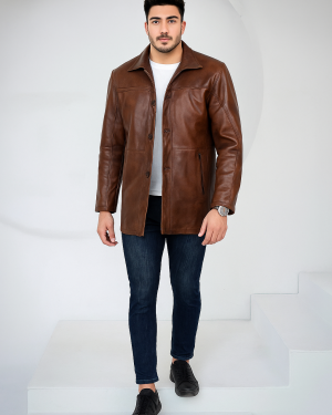 Leather Coat Men's Brown