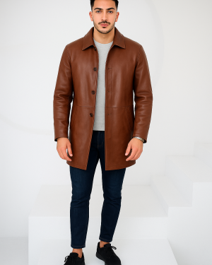 Men's Brown Leather Coat
