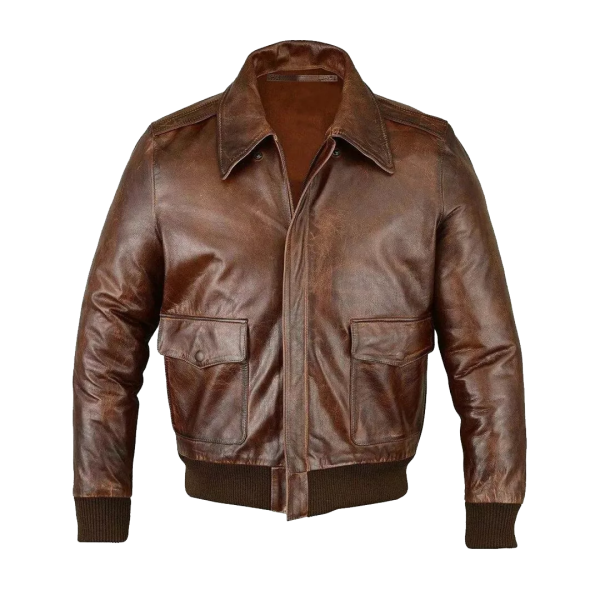 Classic Men's Flying RAF Aviator Brown Leather Biker Jacket - Image 2