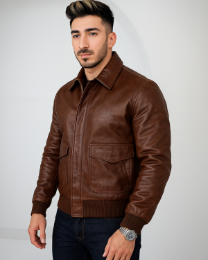Classic Men's Flying RAF Aviator Brown Leather Biker Jacket