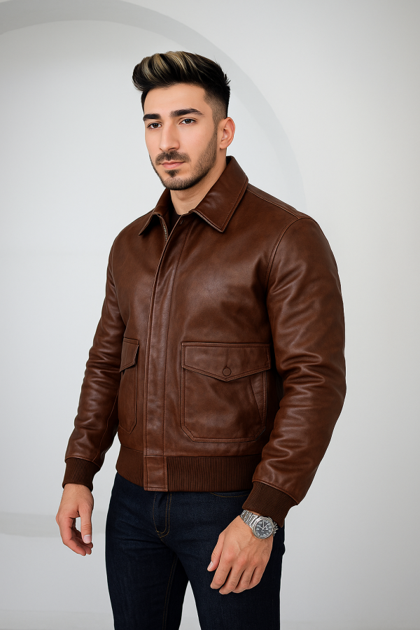 Classic Men's Flying RAF Aviator Brown Leather Biker Jacket