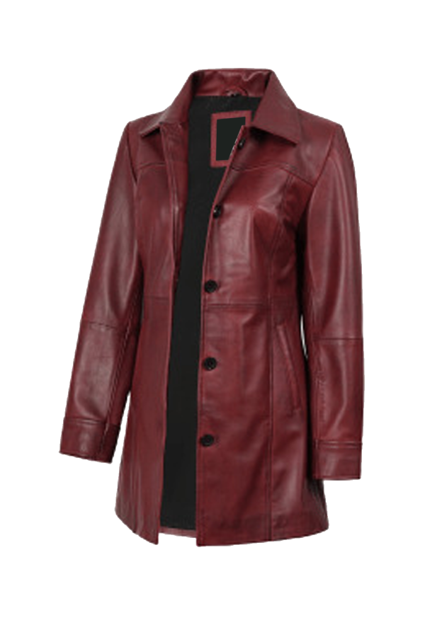 Maroon Women's Long Coat - Image 2
