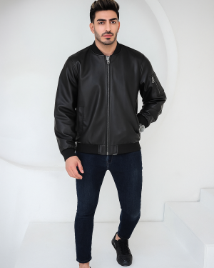 Faded Effect Bomber Jacket