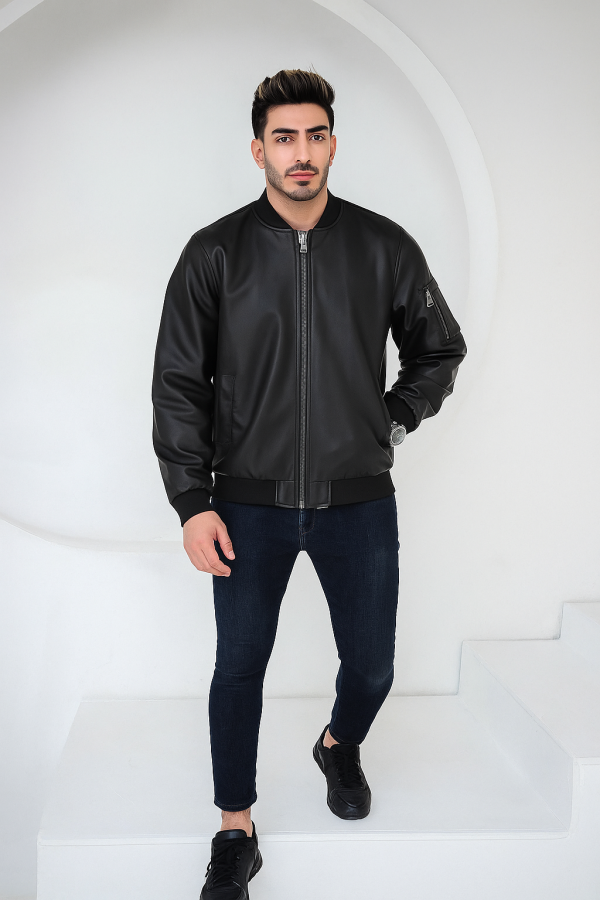 Faded Effect Bomber Jacket