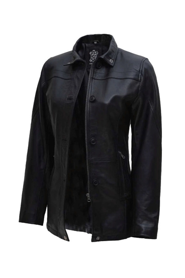 Women's Black Car Coat - Image 2