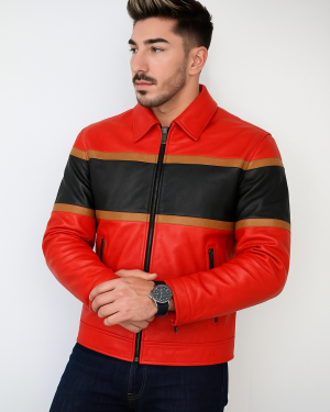 Felix Multi Colored Leather Jacket For Men