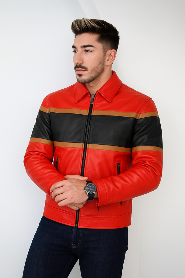 Felix Multi Colored Leather Jacket For Men